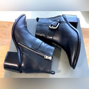 ALLSAINTS ANKLE BOOTIE SIZE 7 LEATHER BLACK WOMENS